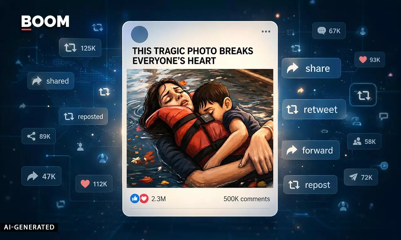 An AI Image Of A Mother-Son Turned The Jabalpur Tragedy To Content An AI Image Of A Mother-Son Turned The Jabalpur Tragedy To Content